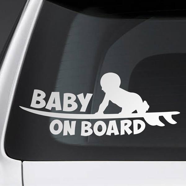Adesivi per Auto e Moto: Baby on board surfing English