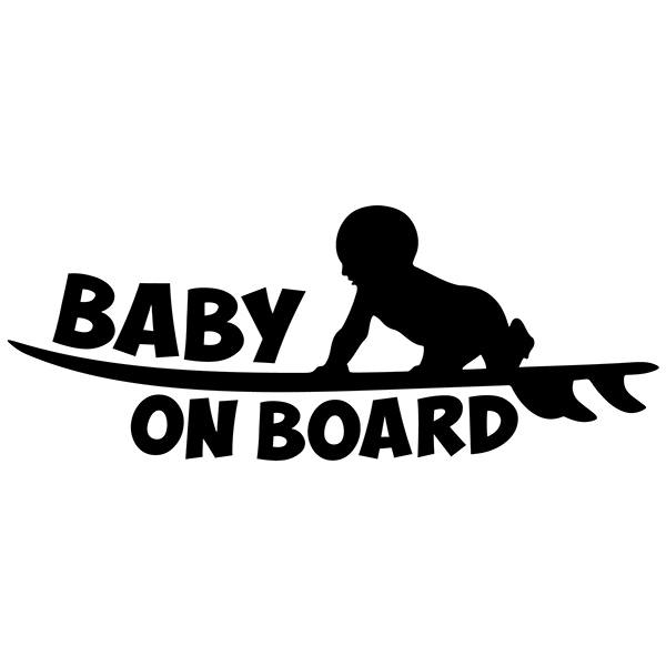 Adesivi per Auto e Moto: Baby on board surfing English