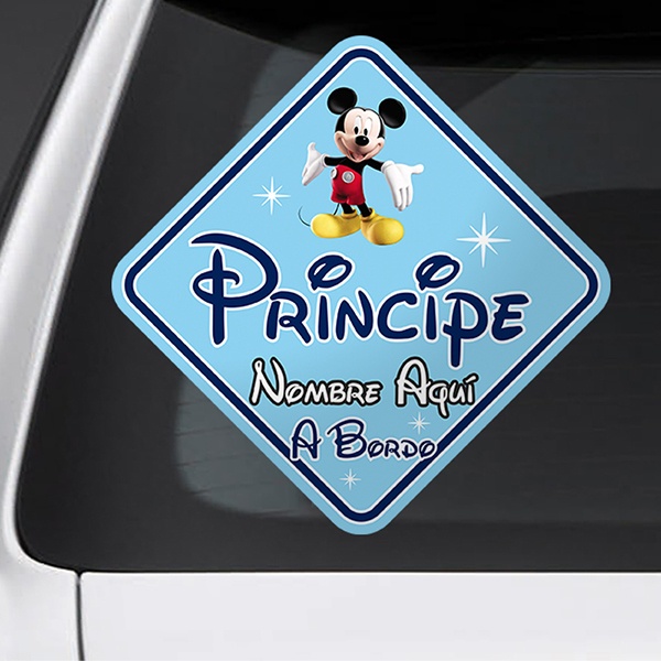 Adesivi per Auto e Moto: Prince a bordo personalizzato Disney - spagnolo
