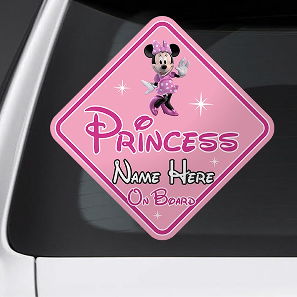 Adesivi per Auto e Moto: Princess on Board personalizzato in inglese