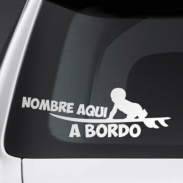 Adesivi per Auto e Moto: Surf a bordo personalizzato - spagnolo