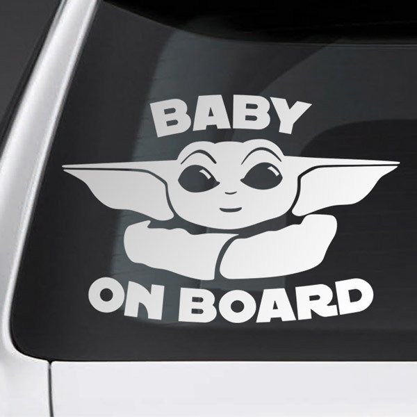 Adesivi per Auto e Moto: Baby Yoda a bordo -inglese
