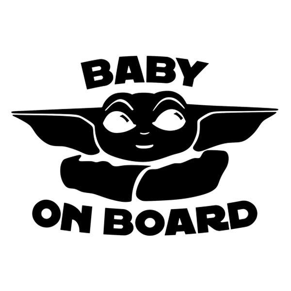 Adesivi per Auto e Moto: Baby Yoda a bordo -inglese