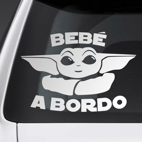 Adesivi per Auto e Moto: Baby Yoda a bordo - spagnolo