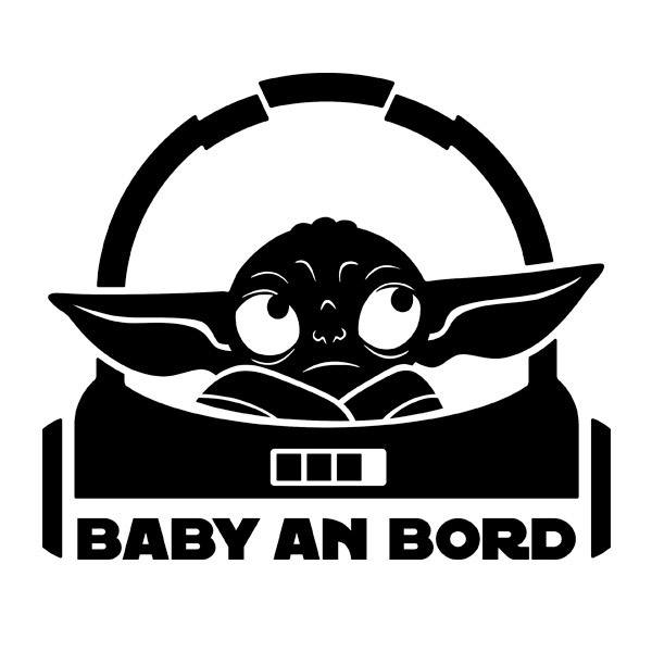 Adesivi per Auto e Moto: Baby Yoda 1 a bordo - tedesco