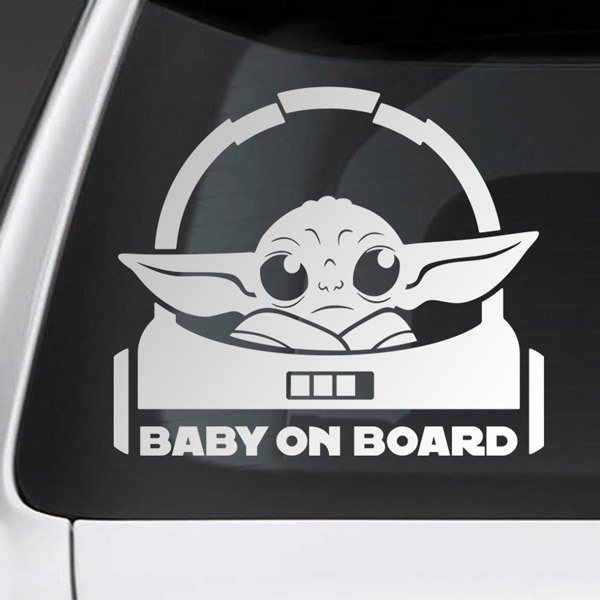 Adesivi per Auto e Moto: Baby Yoda 1 a bordo - inglese