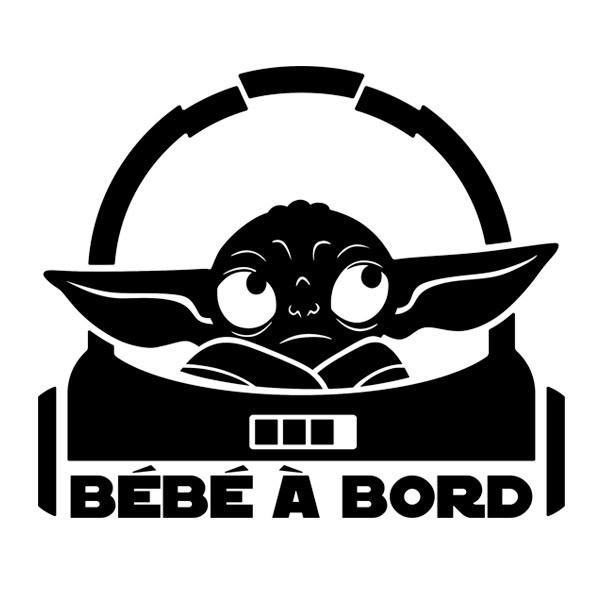 Adesivi per Auto e Moto: Baby Yoda 1 a bordo - francese