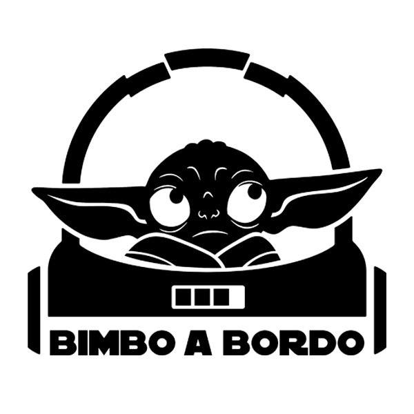 Adesivi per Auto e Moto: Baby Yoda 1 a bordo - Italiano