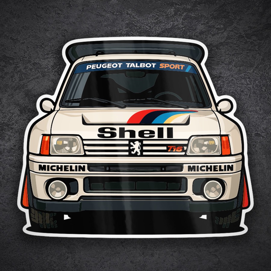 Adesivi per Auto e Moto: Auto da Rally Peugeot 205 T16