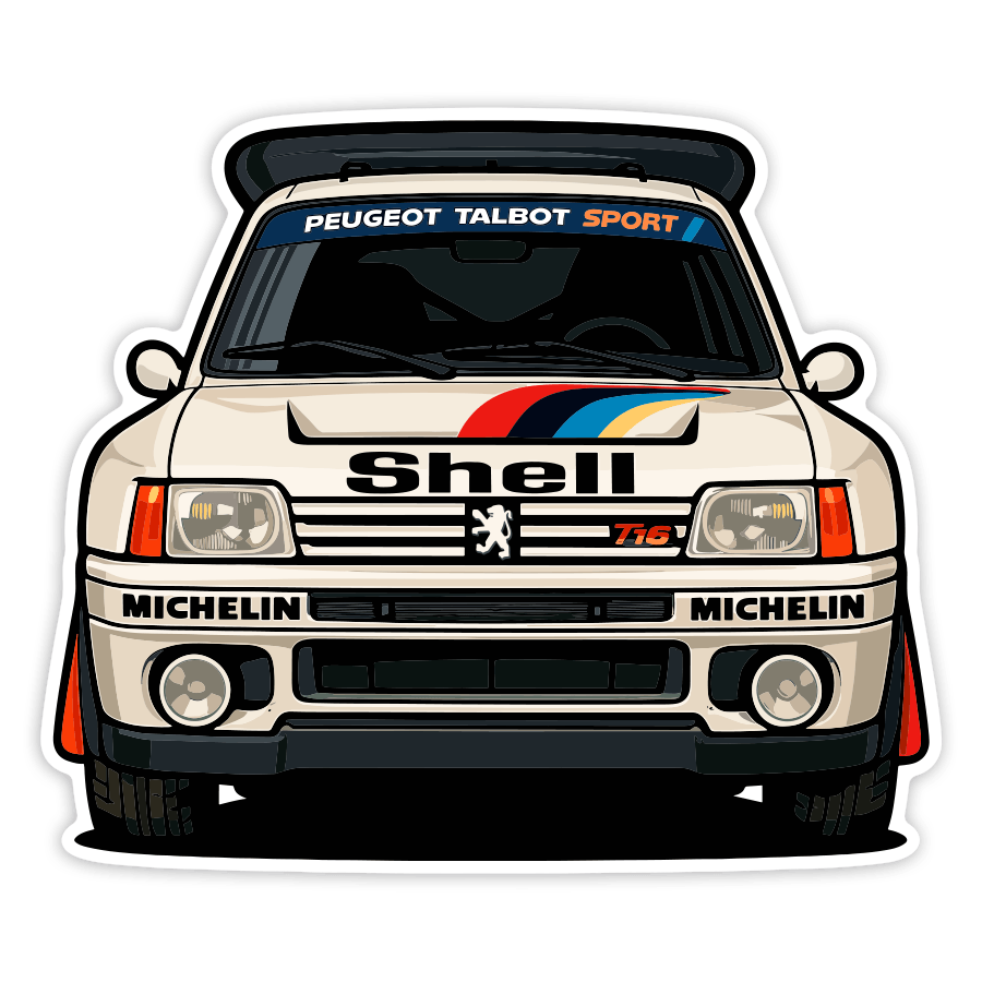 Adesivi per Auto e Moto: Auto da Rally Peugeot 205 T16