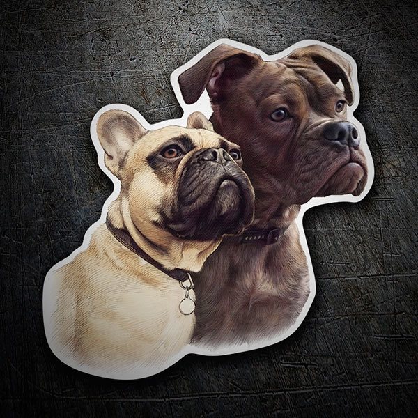 Adesivi per Auto e Moto: Coppia di Bulldog Francesi