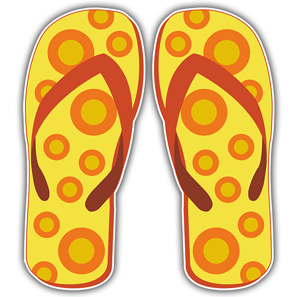 Adesivi per Auto e Moto: Pantofole gialle a pois arancioni