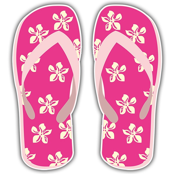 Adesivi per Auto e Moto: Infradito magenta con fiori hawaiani