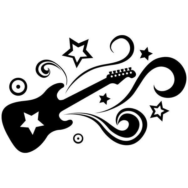 Adesivi Murali: Chitarra elettrica con stelle