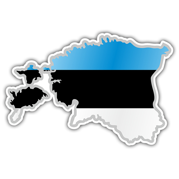 Adesivi per Auto e Moto: Mappa Bandiera Estonia