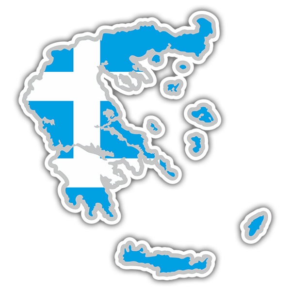 Adesivi per Auto e Moto: Mappa bandiera Grecia