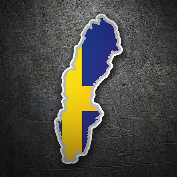 Adesivi per Auto e Moto: Mappa bandiera Svezia 1