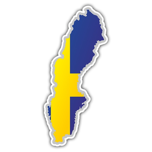 Adesivi per Auto e Moto: Mappa bandiera Svezia