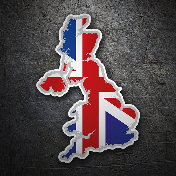 Adesivi per Auto e Moto: Mappa bandiera Regno Unito Union Jack