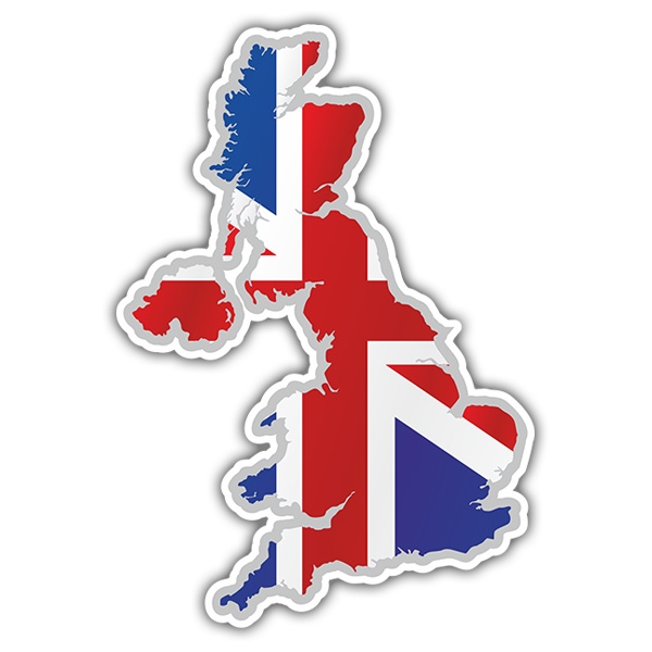 Adesivi per Auto e Moto: Mappa bandiera Regno Unito Union Jack