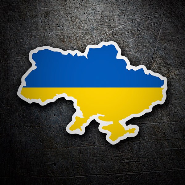 Adesivo mappa Ucraina con bandiera 1/2