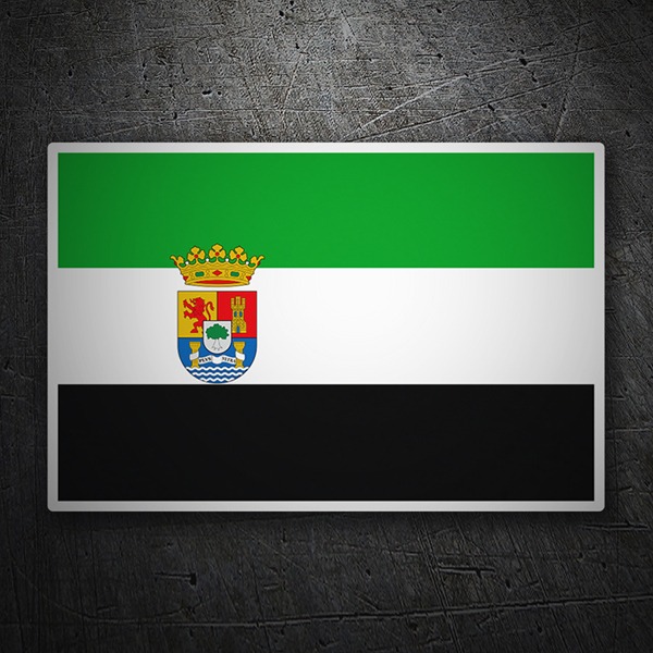 Adesivo Bandiera Ondeante Extremadura – Dimensioni 80x60 Mm, Vinile Di Alta Qualità Con Resina