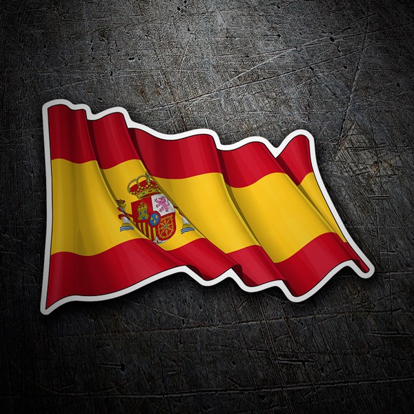 Adesivi per Auto e Moto: Bandiera della Spagna agitando 1