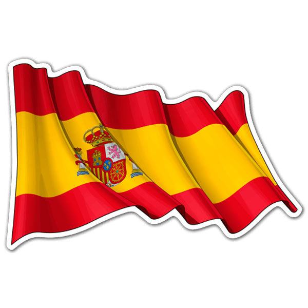 Adesivi per Auto e Moto: Bandiera della Spagna agitando