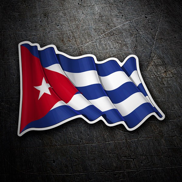 Adesivi per Auto e Moto: Bandiera di Cuba agitando