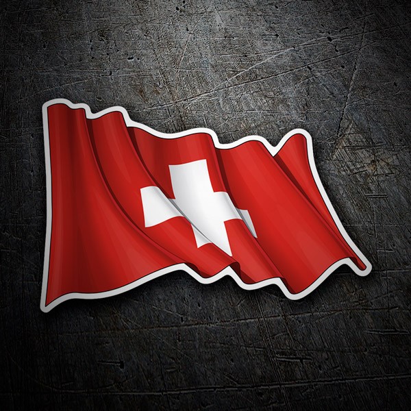 Adesivi per Auto e Moto: Bandiera della Svizzera agitando