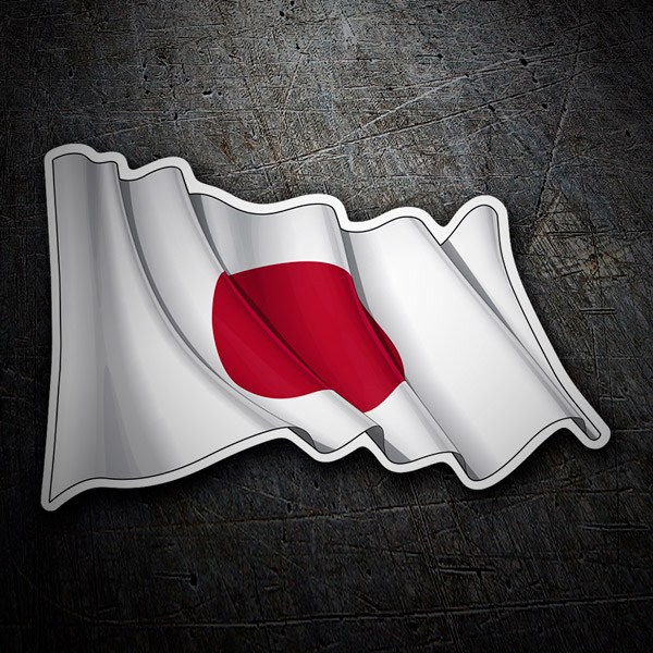 Adesivi per Auto e Moto: Bandiera del Giappone agitando
