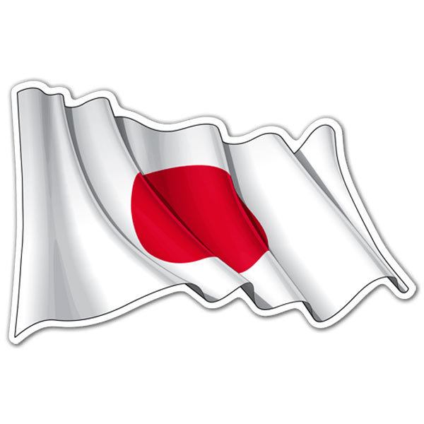 Adesivi per Auto e Moto: Bandiera del Giappone agitando