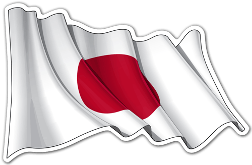 Adesivi per Auto e Moto: Bandiera del Giappone agitando 0