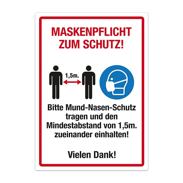Adesivi per Auto e Moto: Protezione covid19 Maschera e distanza in tedesco