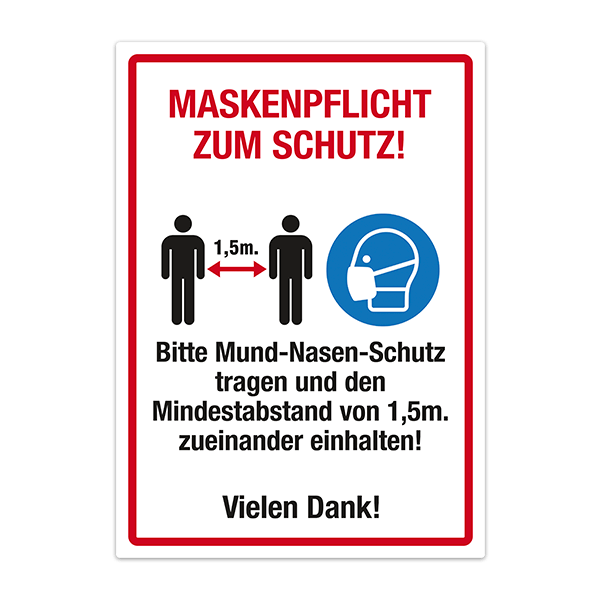 Adesivi per Auto e Moto: Protezione covid19 Maschera e distanza in tedesco