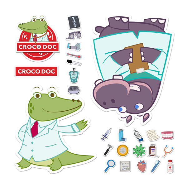 Adesivi per Bambini: Kit Croco Doc e Hippo Crat 