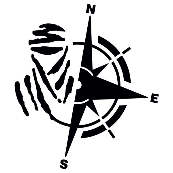 Adesivi per Auto e Moto: Bussola Estilizzata con Linee Astratte