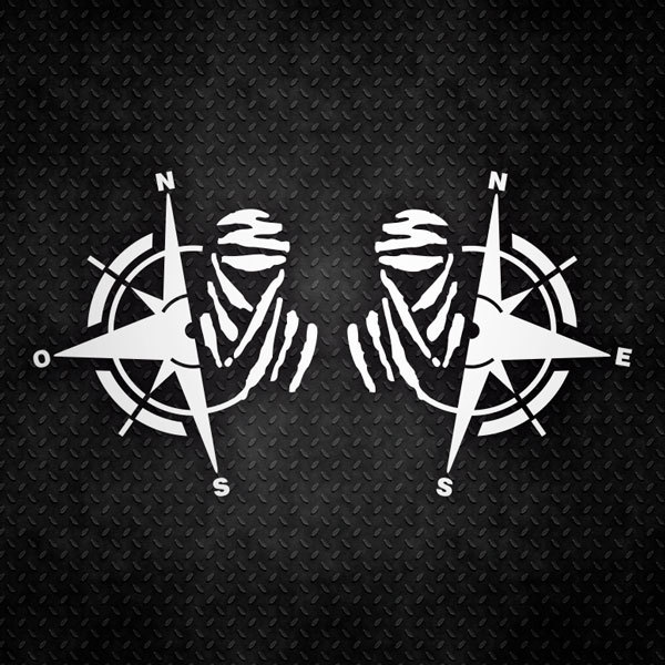 Adesivi per Auto e Moto: Br&uacute;julas Sim&eacute;tricas con S&iacute;mbolos de Direcci&oacute;n