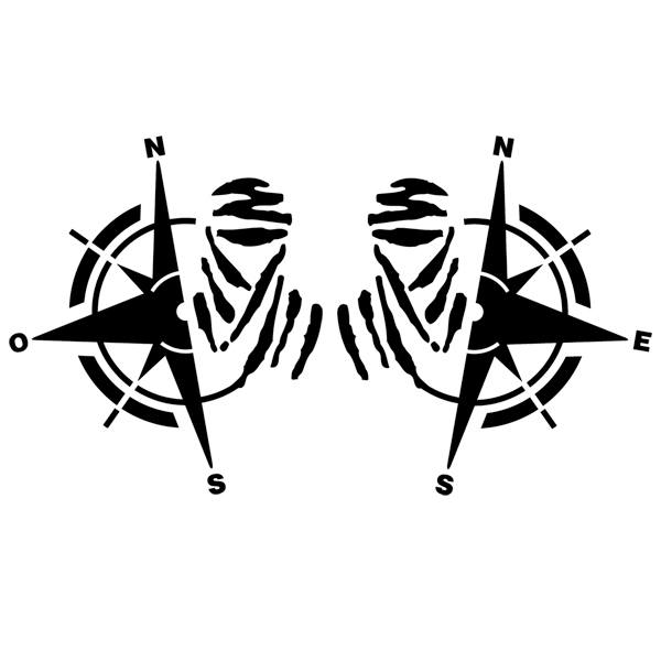 Adesivi per Auto e Moto: Br&uacute;julas Sim&eacute;tricas con S&iacute;mbolos de Direcci&oacute;n