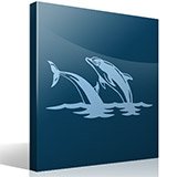 Adesivi Murali: Coppia di delfini che salta in mare 3
