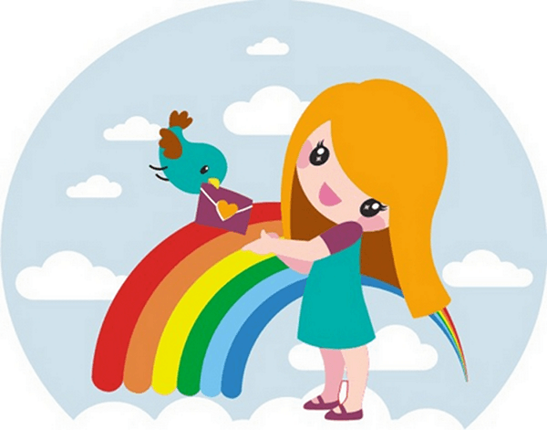 Adesivi per Bambini: Ragazza arcobaleno 0