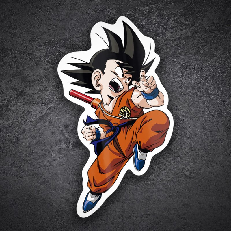 Adesivi per Auto e Moto: Goku Bambino Attacco Aereo