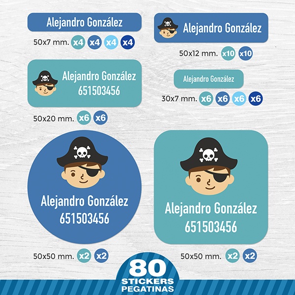 Adesivi per Auto e Moto: Kit Etichette Capitano Pirata