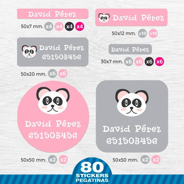 Adesivi per Auto e Moto: Kit Etichette panda orso