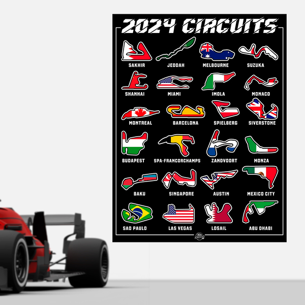 Adesivi Murali: Poster adesivo in vinile F1 2024 III circuiti