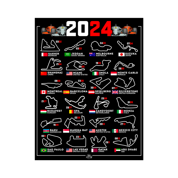 Adesivi Murali: Poster in vinile dei circuiti F1 2024 IV