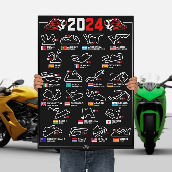 Adesivi Murali: Poster in vinile adesivo MotoGP piste di moto