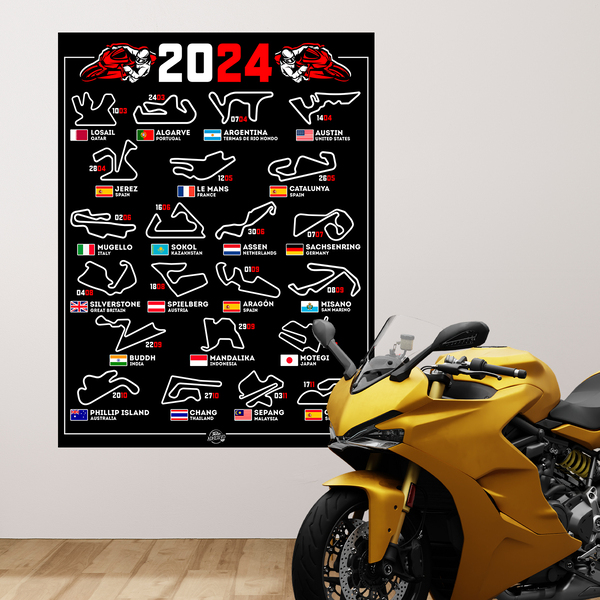 Adesivi Murali: Poster in vinile adesivo MotoGP piste di moto