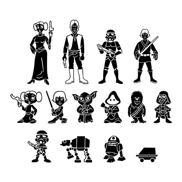 Adesivi per Auto e Moto: Set 14X Personaggi di Star Wars