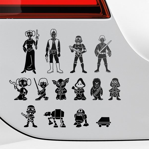 Adesivi per Auto e Moto: Set 14X Personaggi di Star Wars